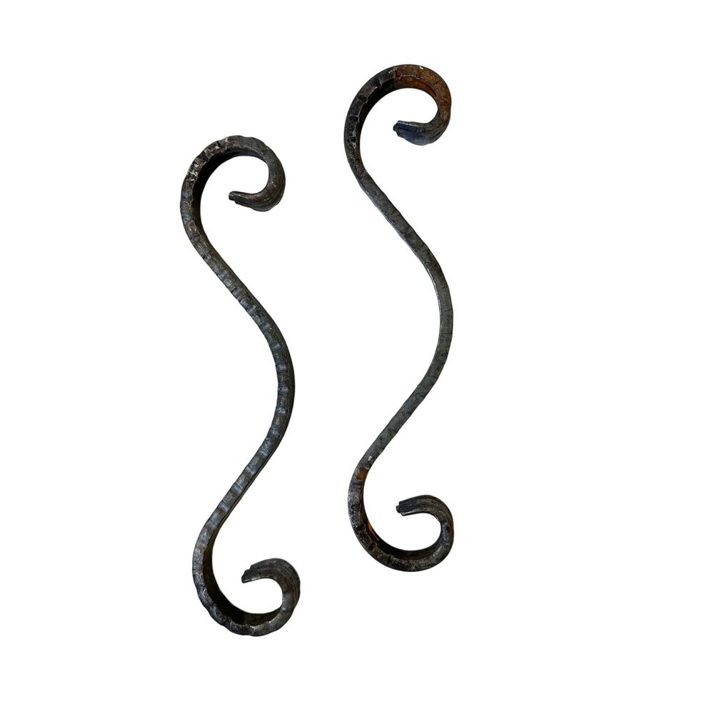 Set/2 wrought iron hooks unusual decor hanger plant home western bohemian rustic